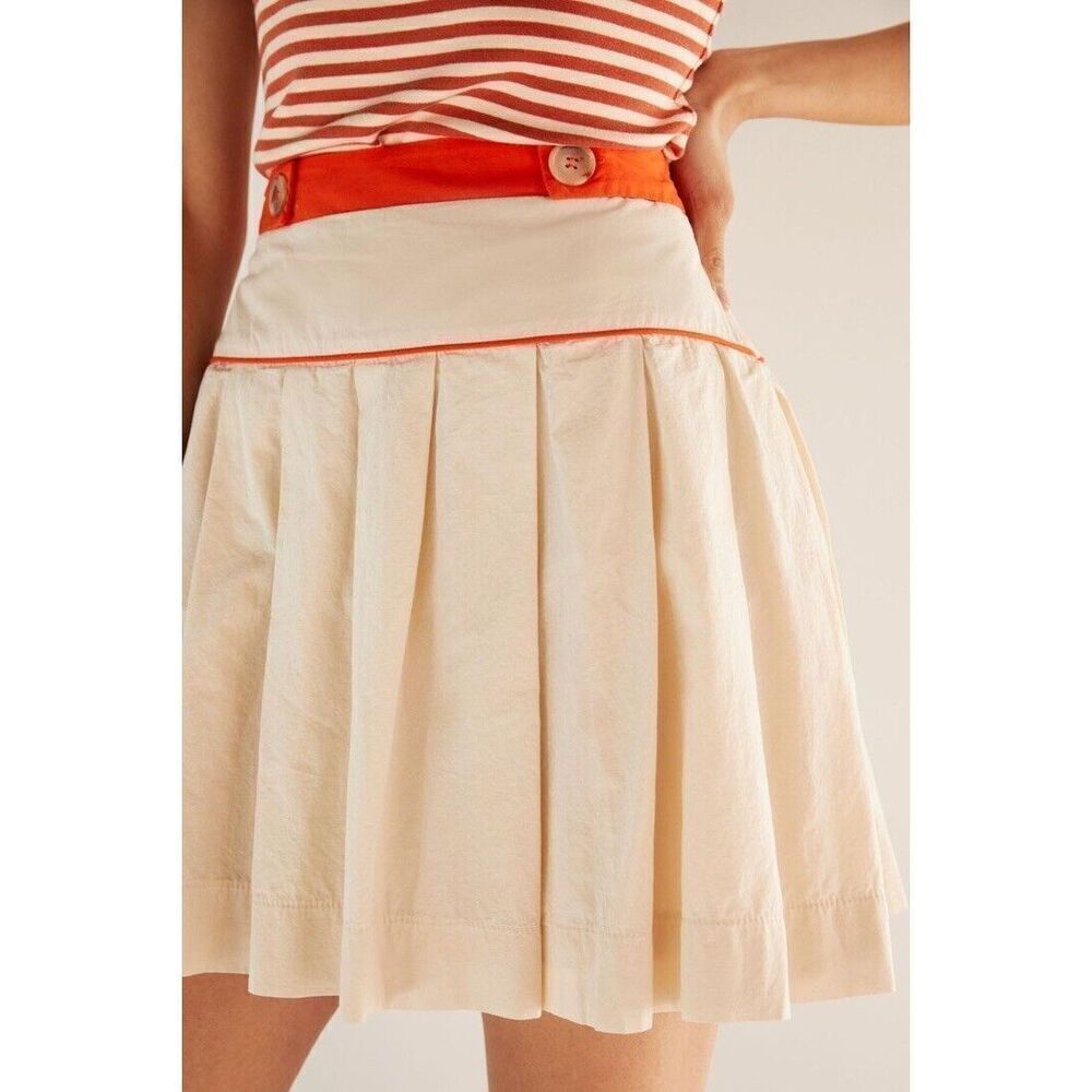 Anthropologie Maeve A-Line Pleated Tennis Mini Skirt US 14 NWT
